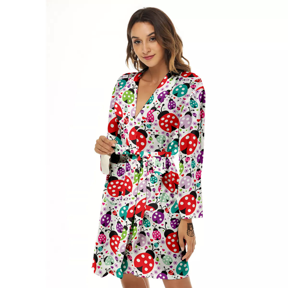 Ladybug Cute Print Pattern Women's Robe-grizzshop