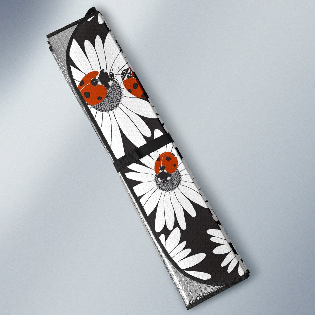 Ladybug Daisy Pattern Print Car Sun Shade-grizzshop