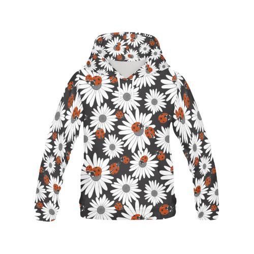 Ladybug Daisy Pattern Print Men Pullover Hoodie-grizzshop