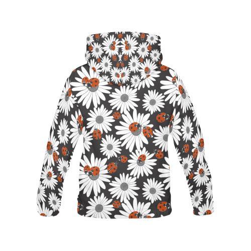 Ladybug Daisy Pattern Print Men Pullover Hoodie-grizzshop