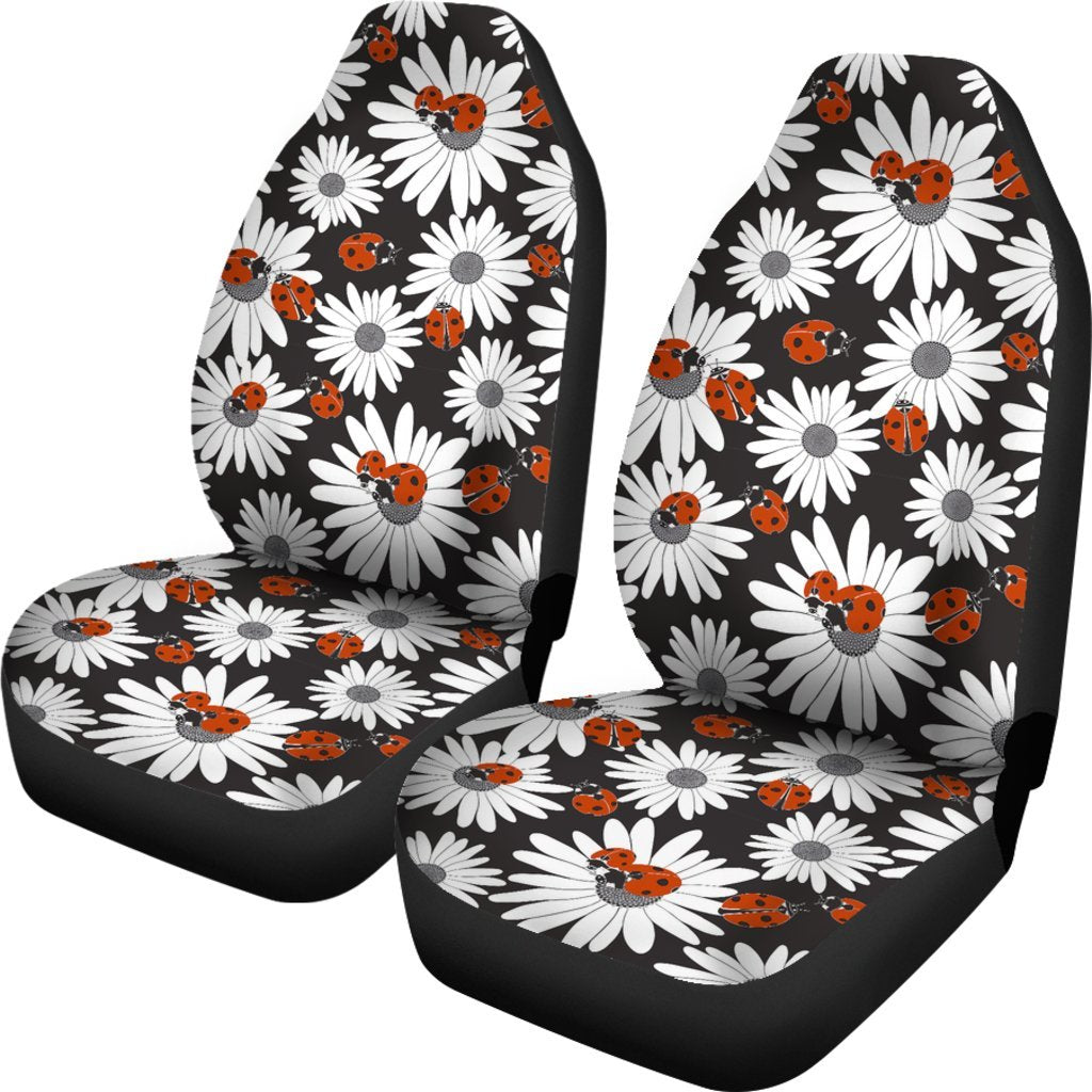 Ladybug Daisy Pattern Print Universal Fit Car Seat Cover-grizzshop
