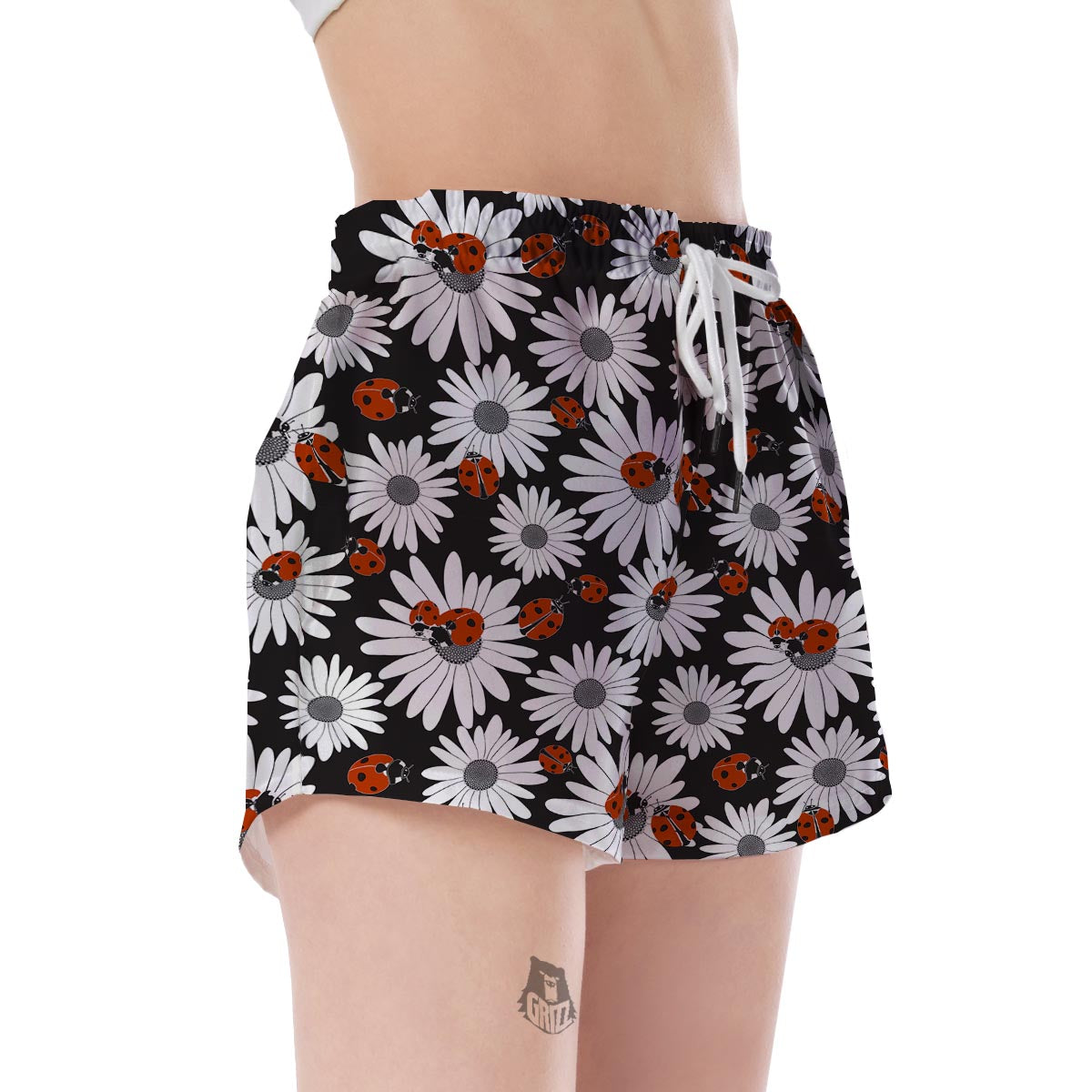 Ladybug Daisy Pattern Print Women's Shorts-grizzshop