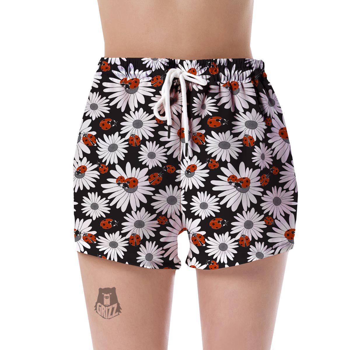 Ladybug Daisy Pattern Print Women's Shorts-grizzshop
