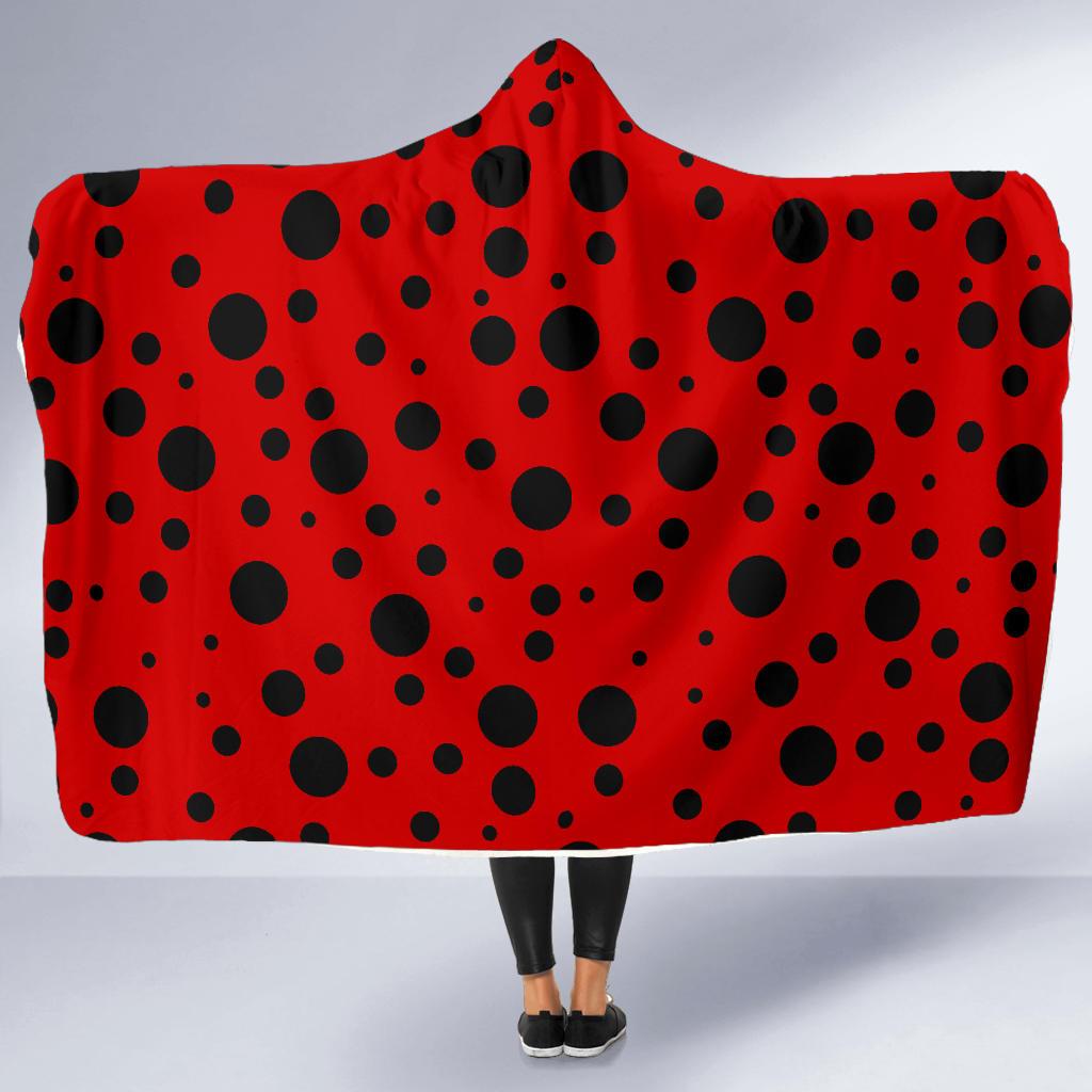 Ladybug Pattern Print Hooded Blanket-grizzshop