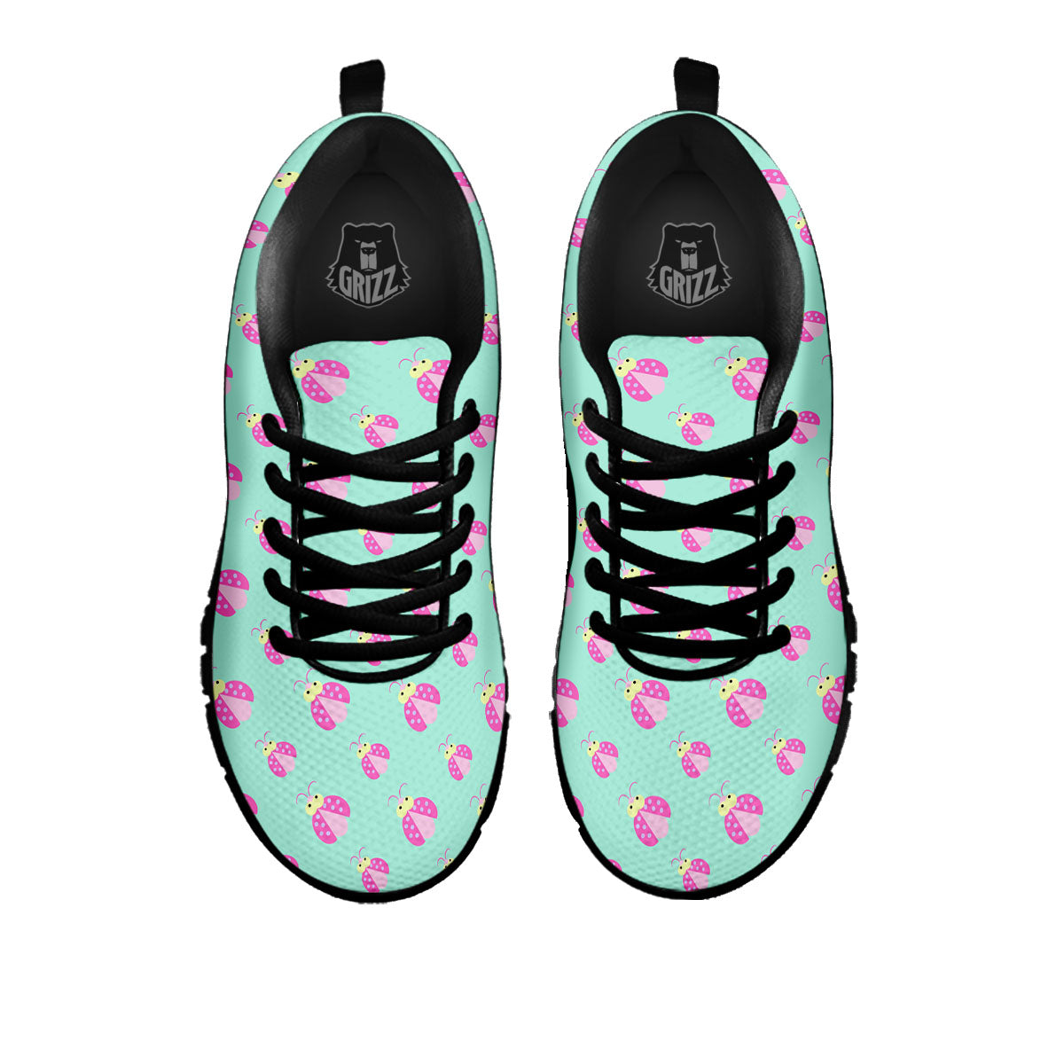 Ladybug Pink Print Pattern Black Sneaker-grizzshop
