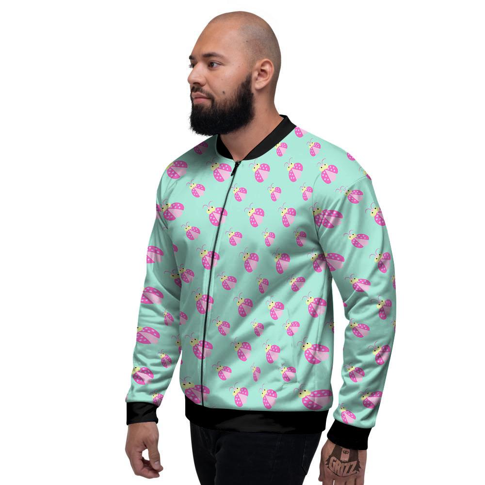 Ladybug Pink Print Pattern Men's Bomber Jacket-grizzshop