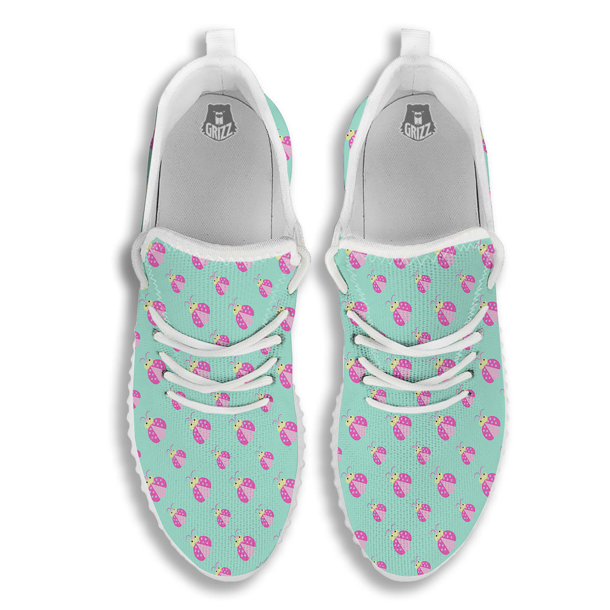 Ladybug Pink Print Pattern White Walking Shoes-grizzshop
