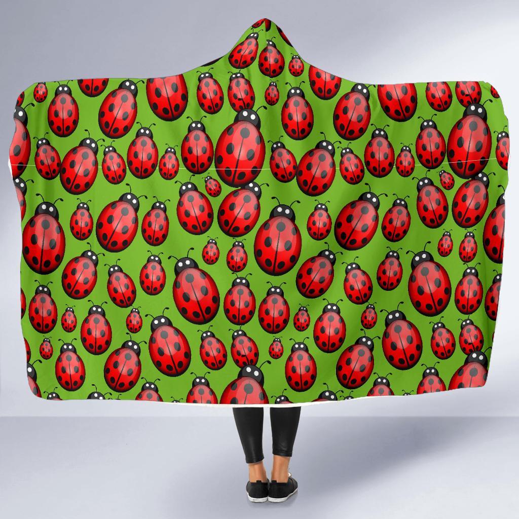 Ladybug Print Pattern Hooded Blanket-grizzshop