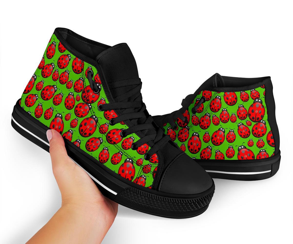 Ladybug Print Pattern Men Women's High Top Shoes-grizzshop