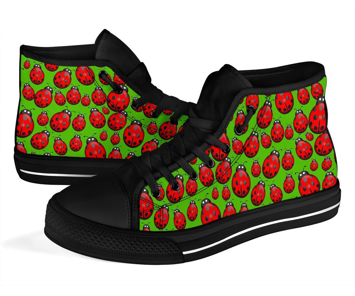 Ladybug Print Pattern Men Women's High Top Shoes-grizzshop