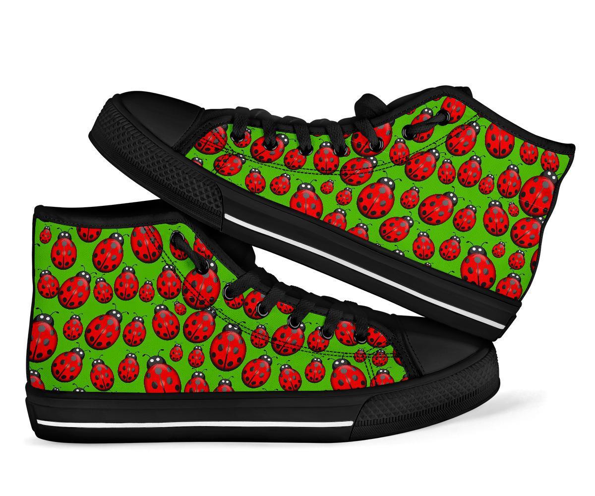 Ladybug Print Pattern Men Women's High Top Shoes-grizzshop