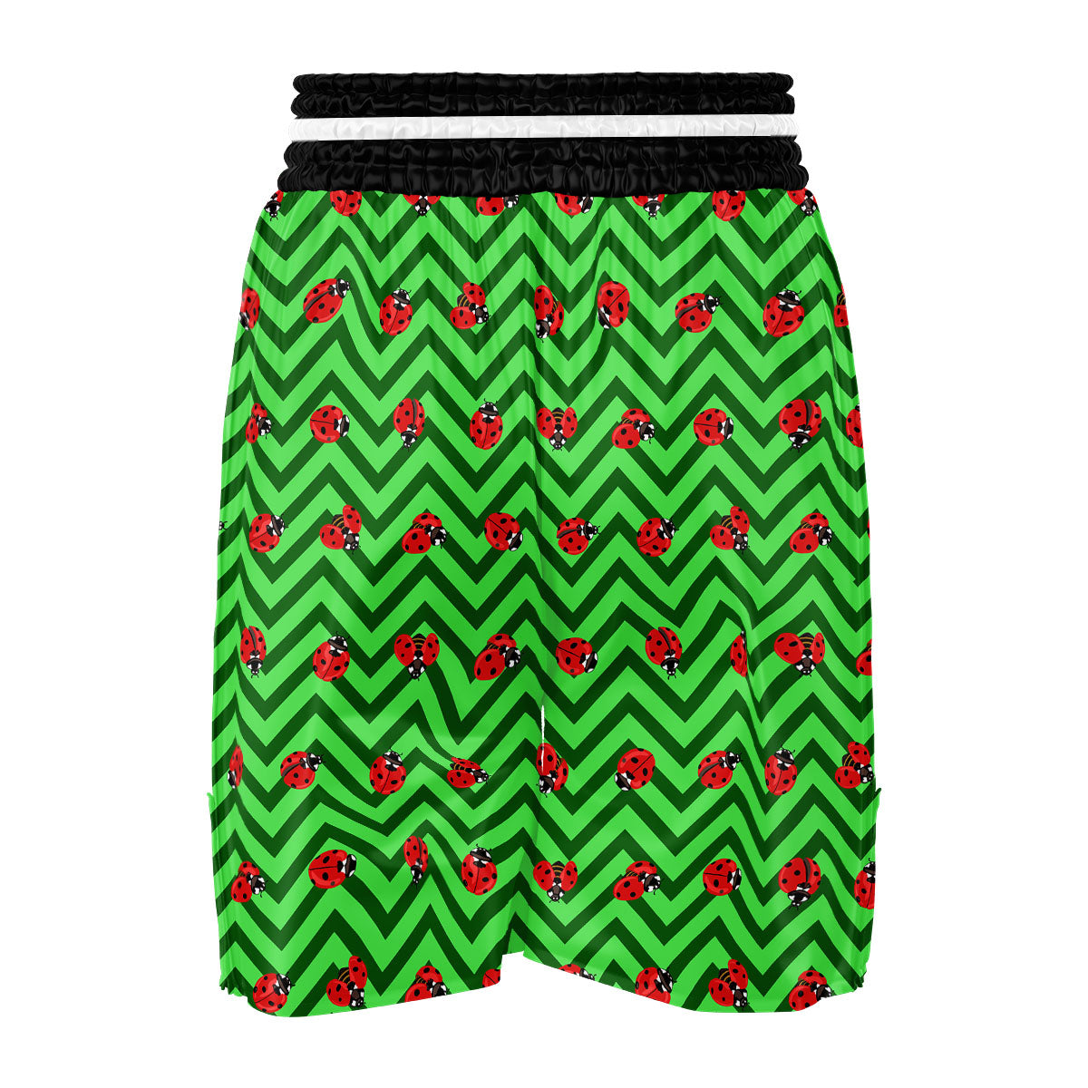 Ladybug Zigzag Green Pattern Boxing Shorts-grizzshop