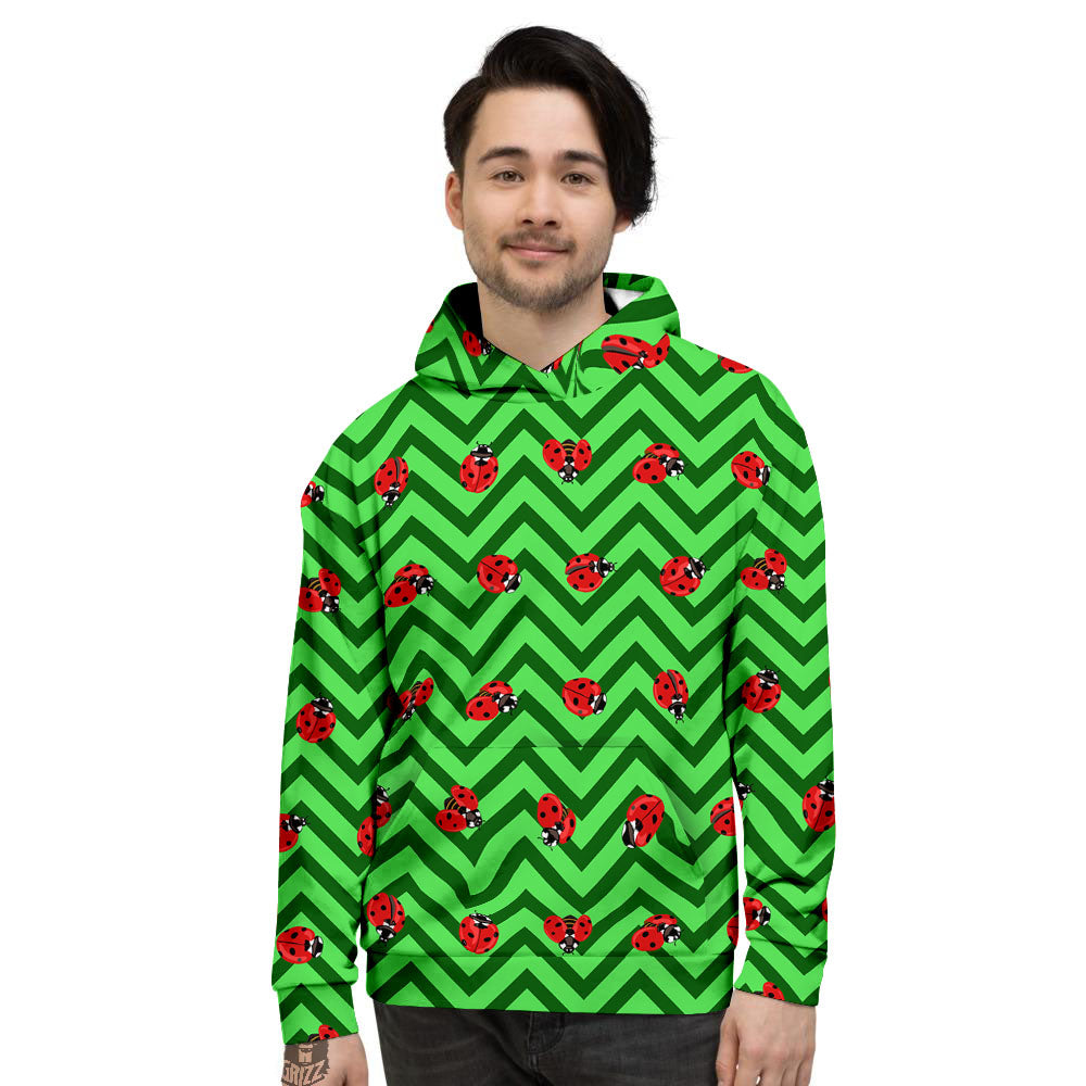Ladybug Zigzag Green Pattern Men's Hoodie-grizzshop