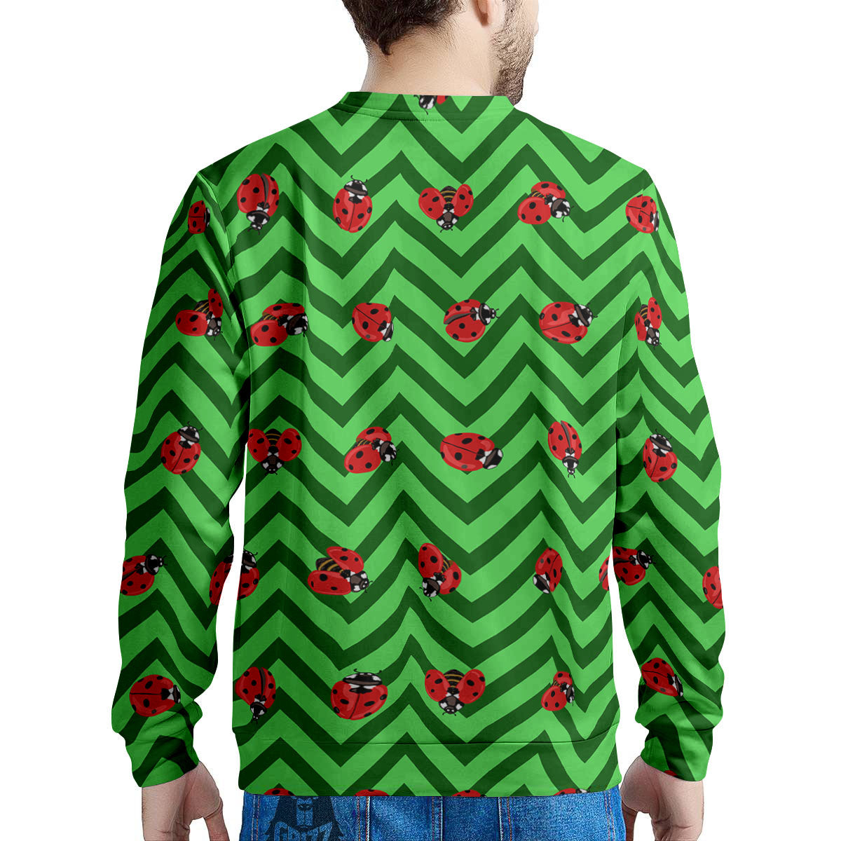 Ladybug Zigzag Green Pattern Men's Sweatshirt-grizzshop