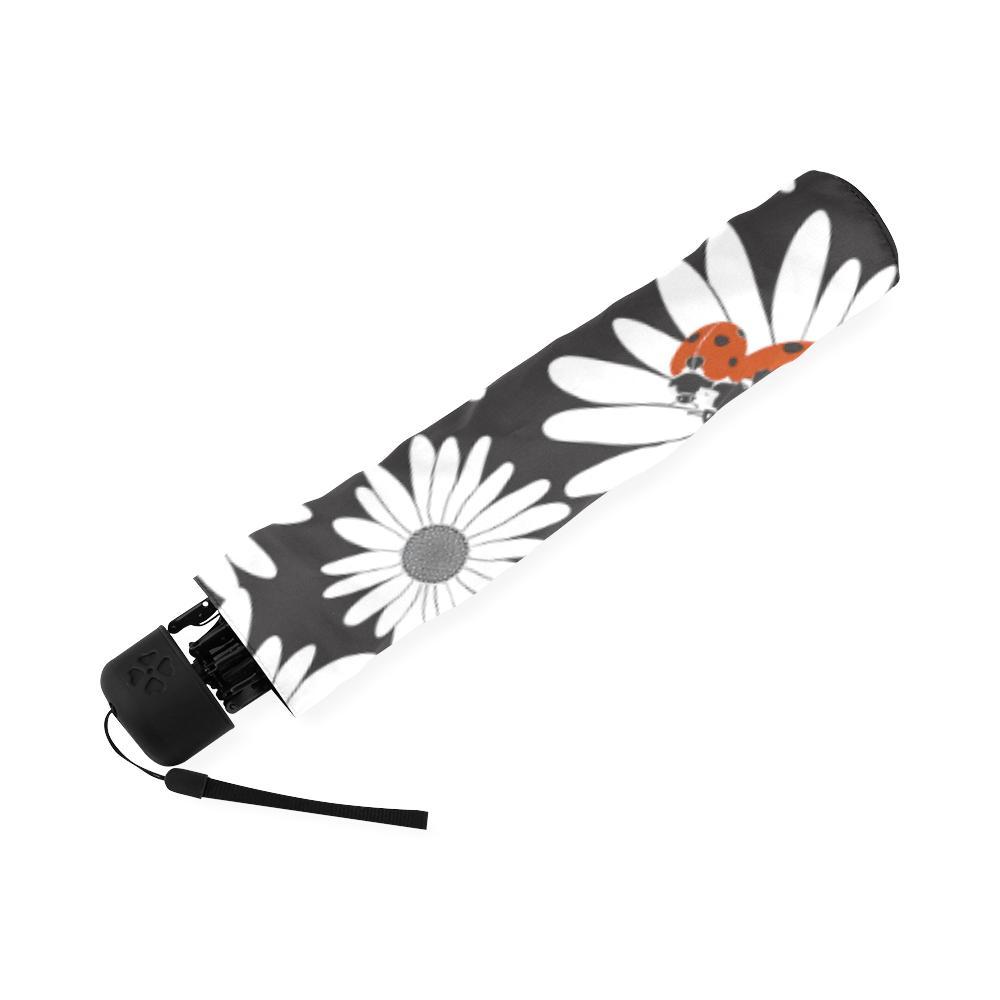 Ladybug Daisy Pattern Print Foldable Umbrella-grizzshop