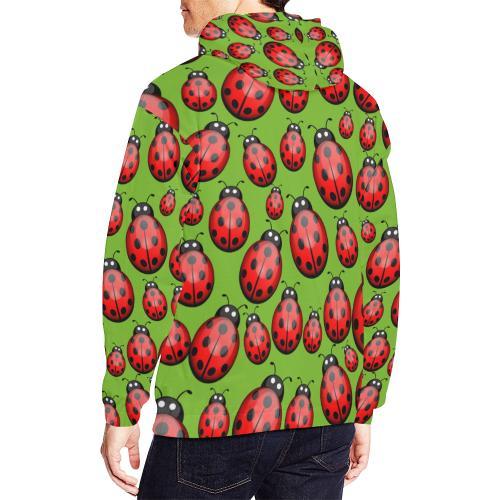 Ladybug Print Pattern Men Pullover Hoodie-grizzshop