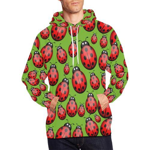 Ladybug Print Pattern Men Pullover Hoodie-grizzshop