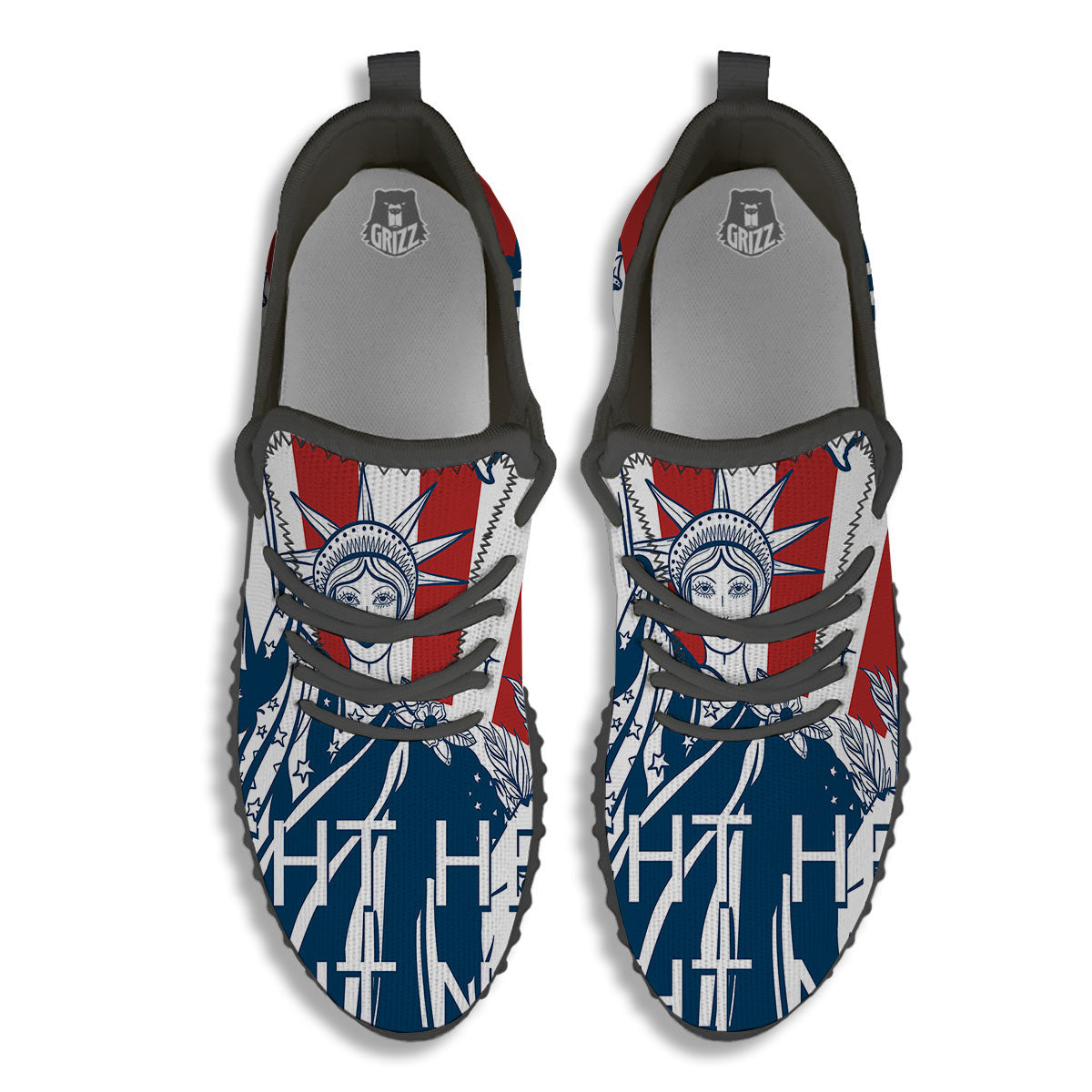 Land Of Liberty American Print Black Walking Shoes-grizzshop