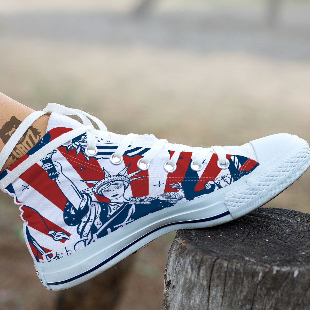 Land Of Liberty American Print White High Top Shoes-grizzshop