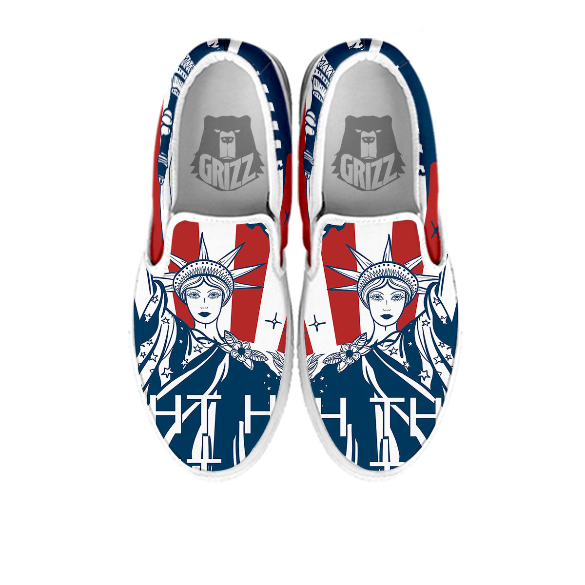 Land Of Liberty American Print White Slip On Shoes-grizzshop