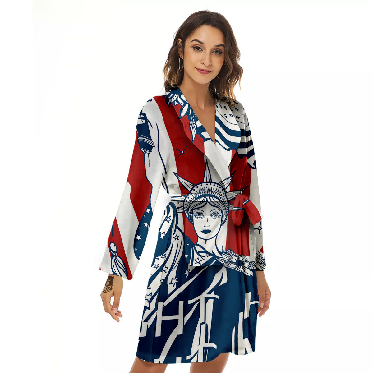Land Of Liberty American Print Women's Robe-grizzshop