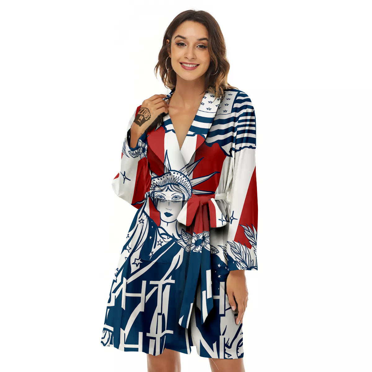 Land Of Liberty American Print Women's Robe-grizzshop