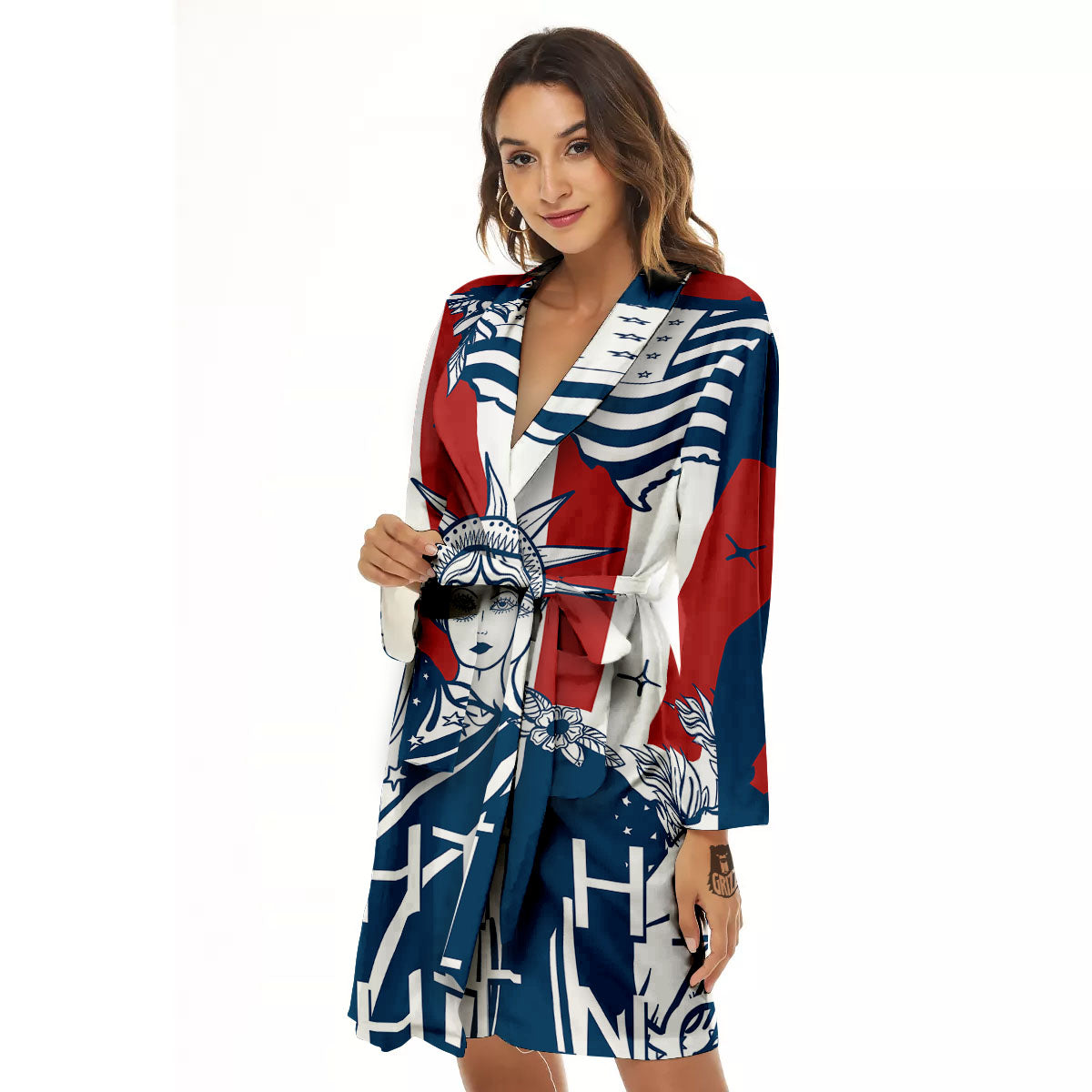 Land Of Liberty American Print Women's Robe-grizzshop