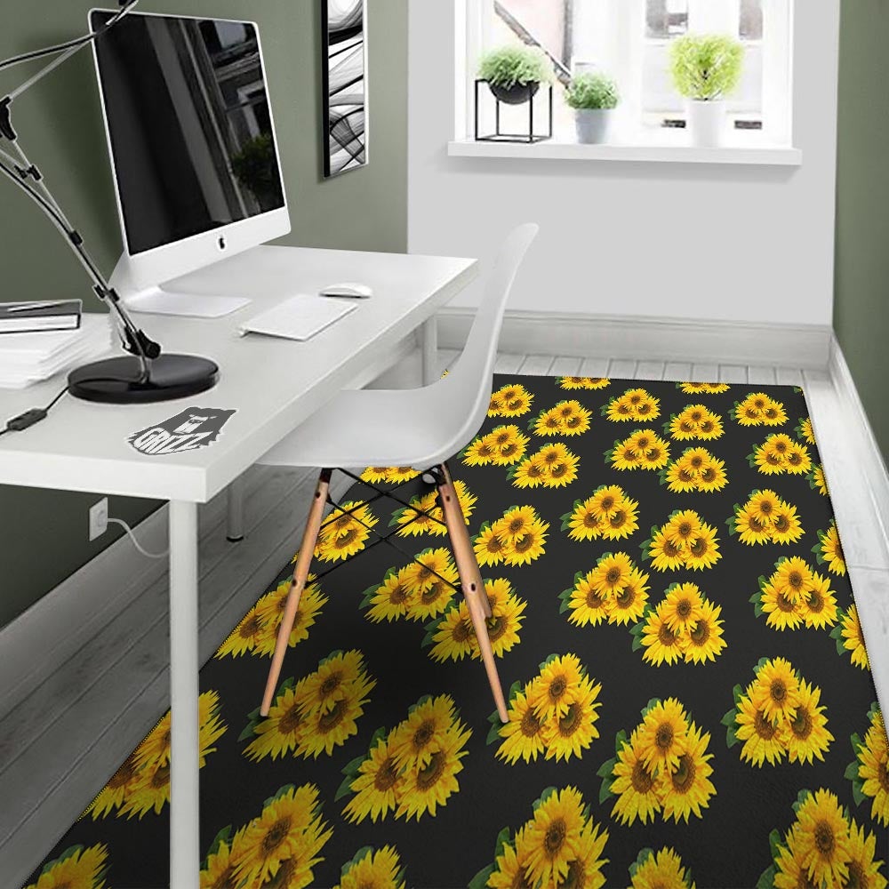 Landscape Sunflower Print Pattern Floor Mat-grizzshop