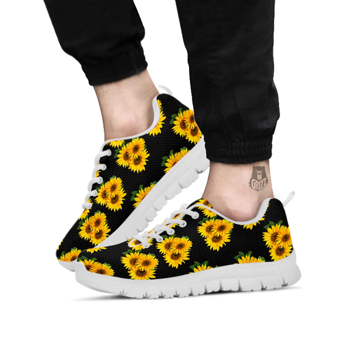 Landscape Sunflower Print Pattern White Sneaker-grizzshop