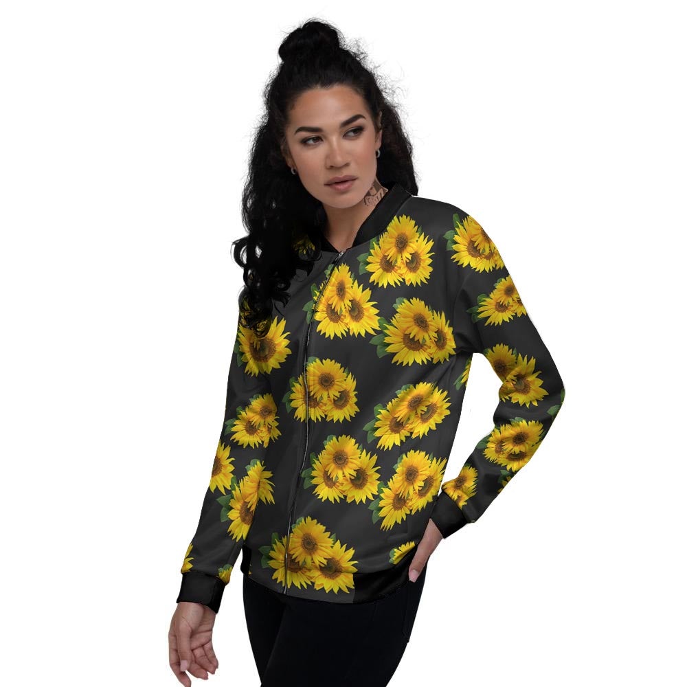 Landscape Sunflower Print Pattern Women's Bomber Jacket-grizzshop