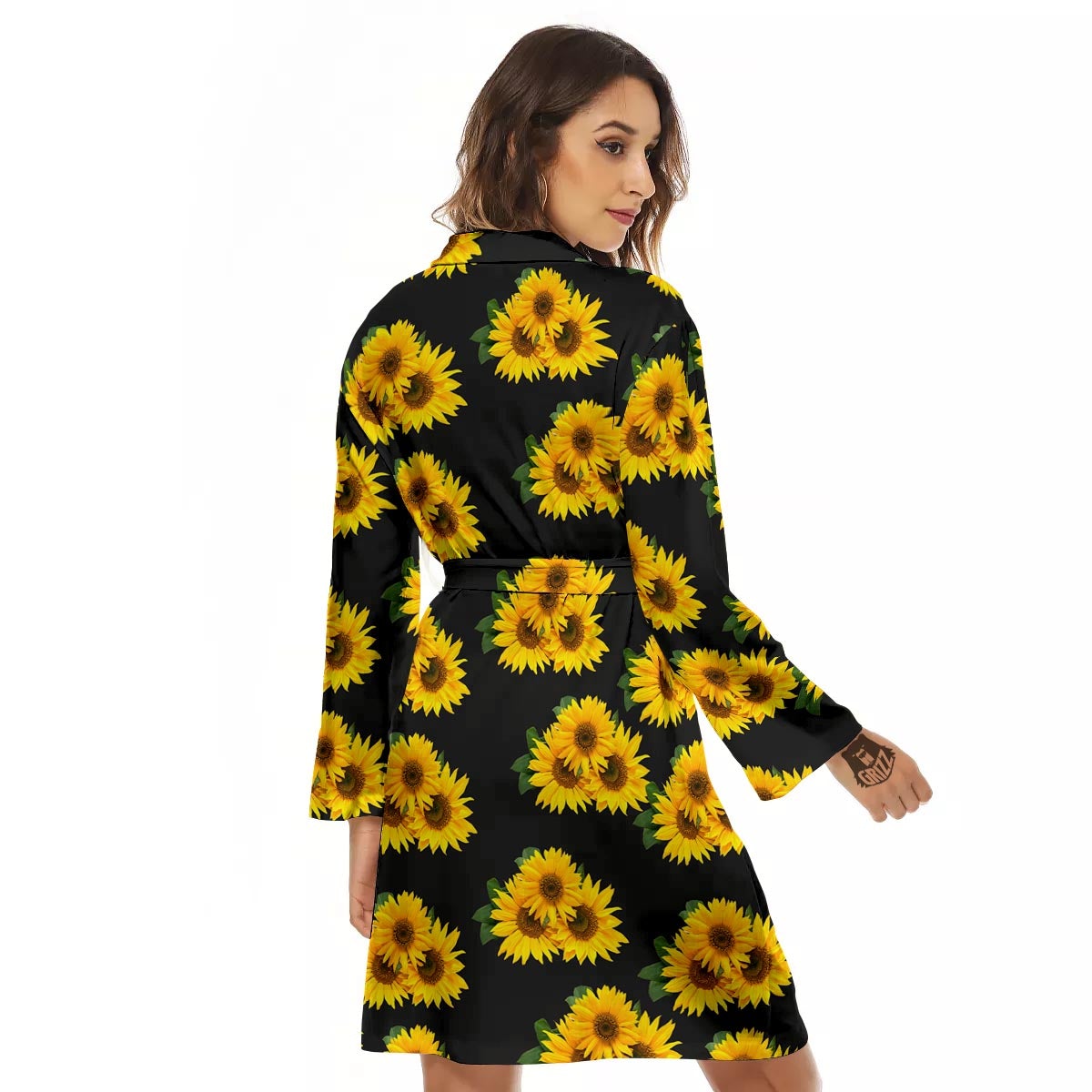 Landscape Sunflower Print Pattern Women's Robe-grizzshop