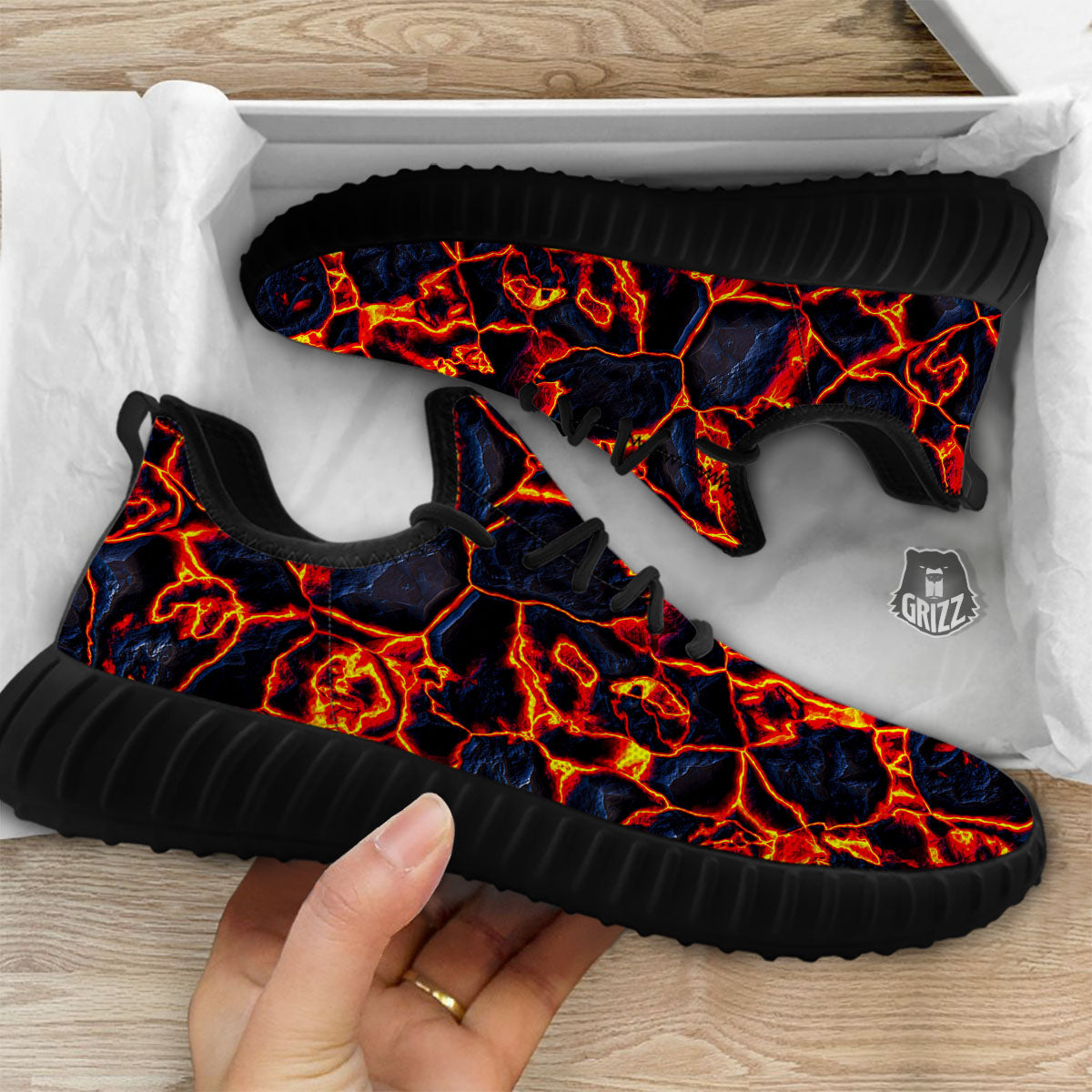 Lava Molten Print Black Walking Shoes-grizzshop