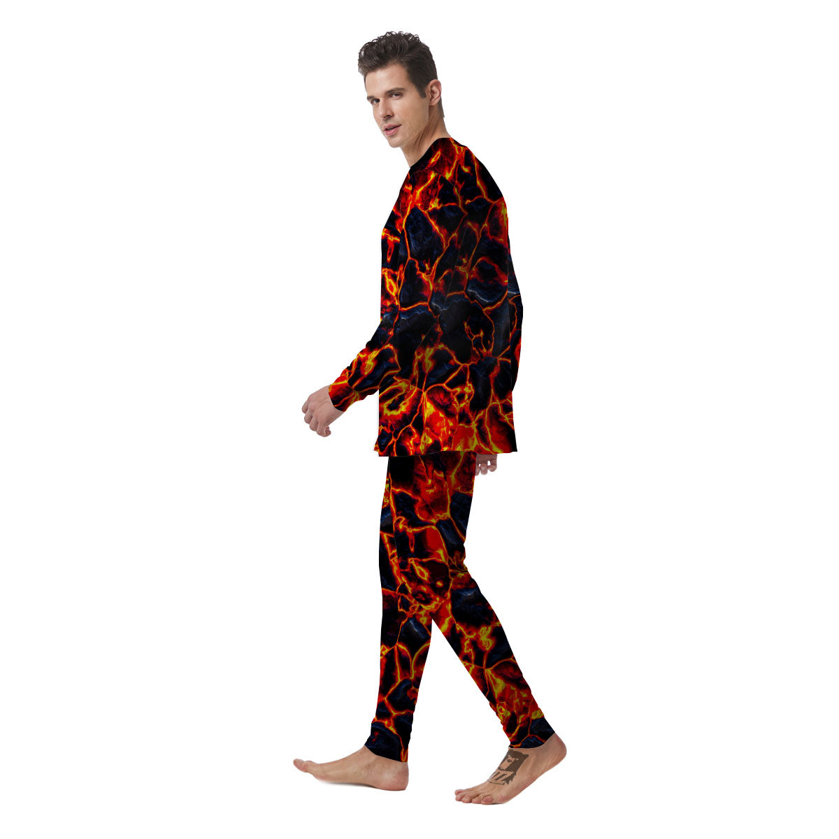 Lava Molten Print Men's Pajamas-grizzshop