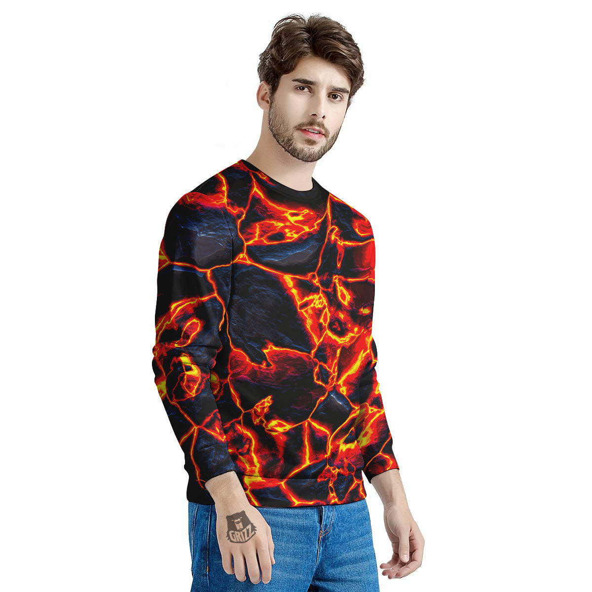 Lava Molten Print Men's Sweatshirt-grizzshop
