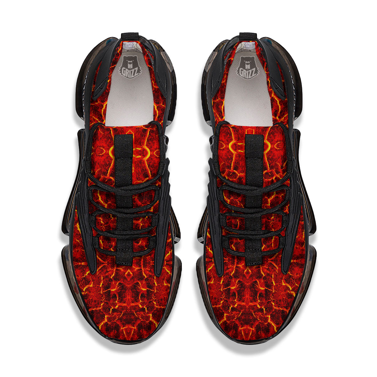 Lava Red Print Pattern Black Gym Shoes-grizzshop