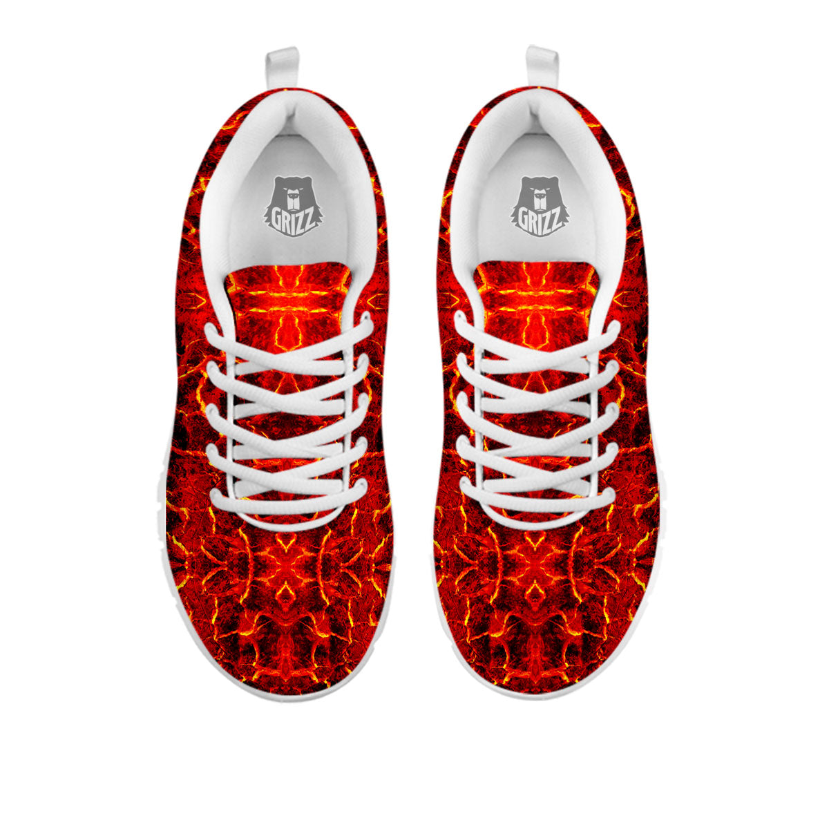 Lava Red Print Pattern White Sneaker-grizzshop