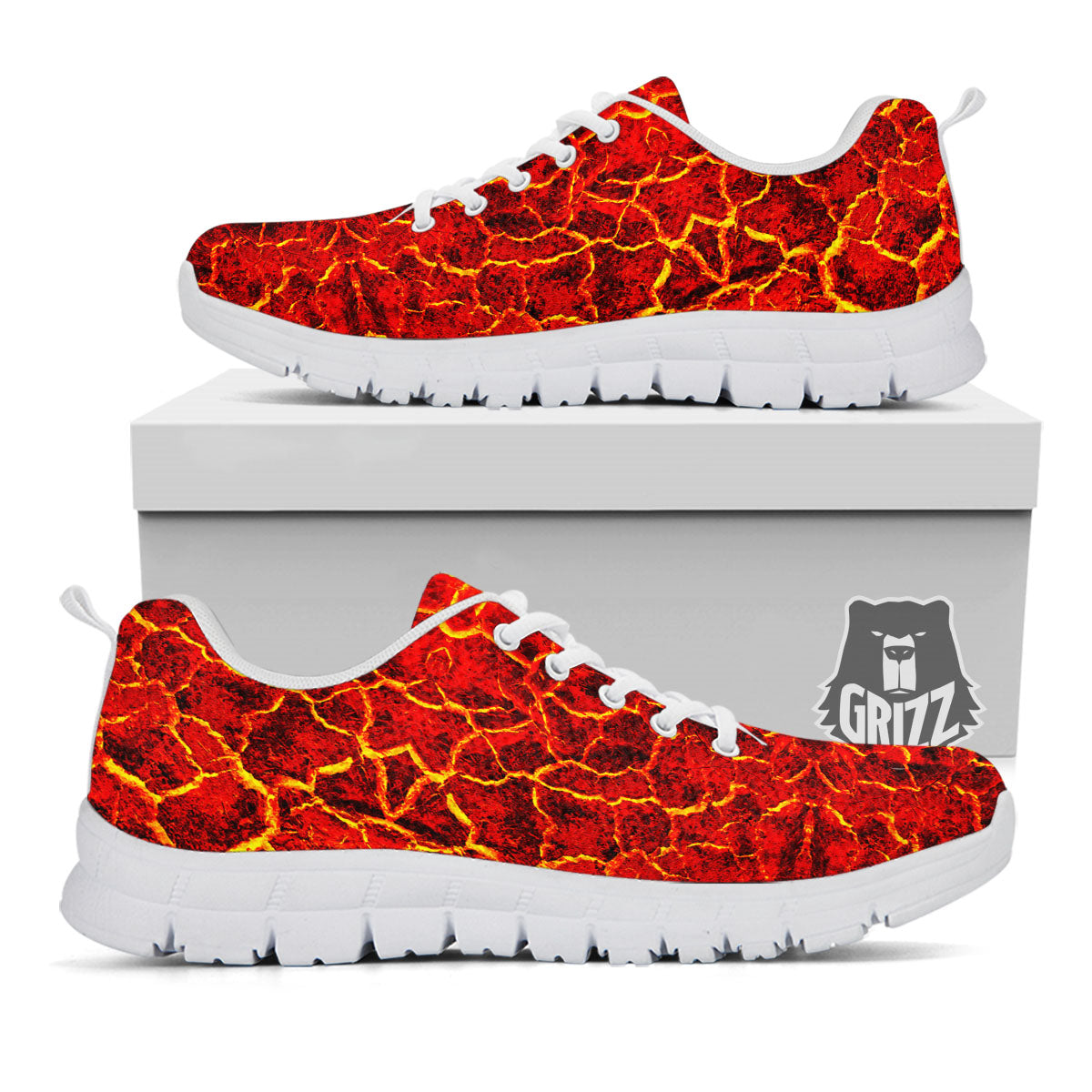 Lava Red Print Pattern White Sneaker-grizzshop