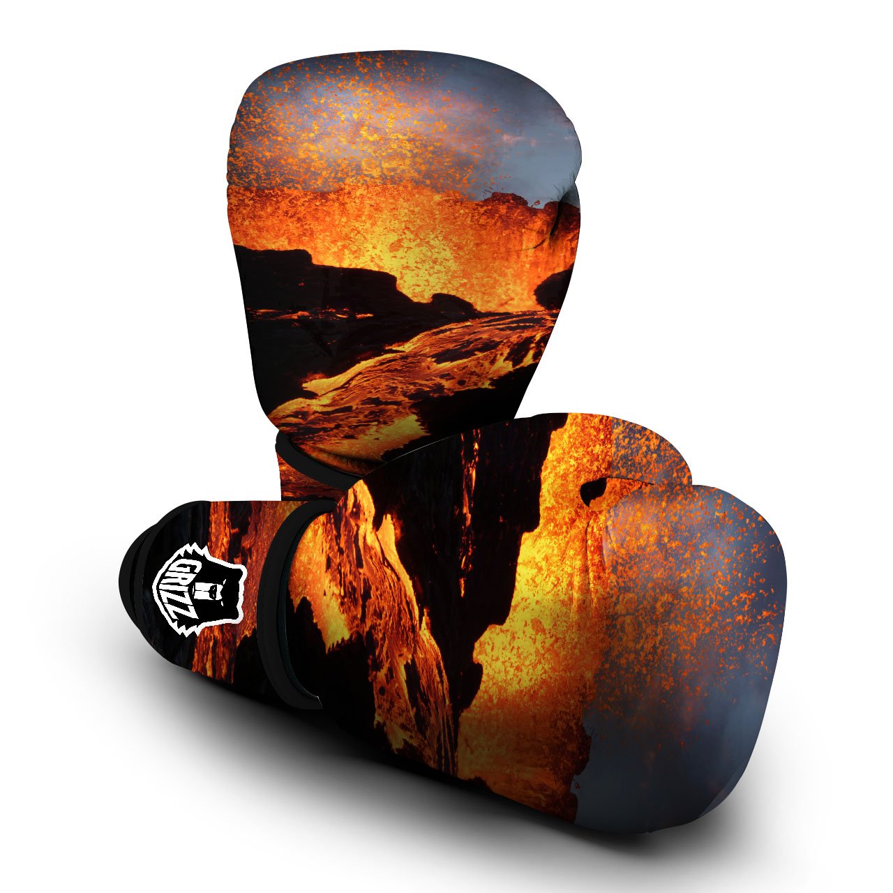 Lava Volcano Print Boxing Gloves-grizzshop