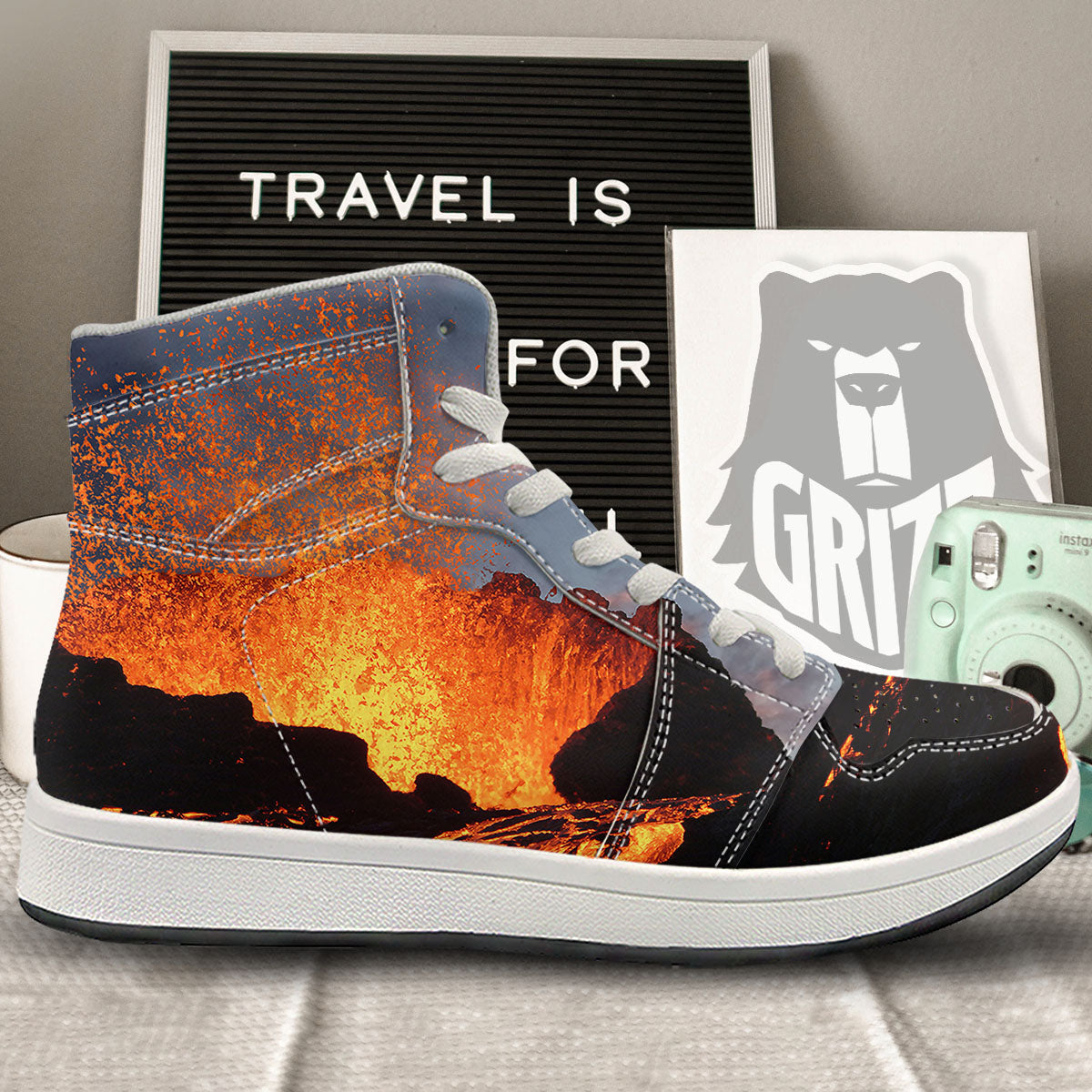 Lava Volcano Print High Top Sneakers-grizzshop