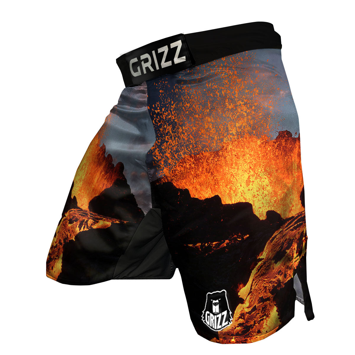 Lava Volcano Print MMA Shorts-grizzshop