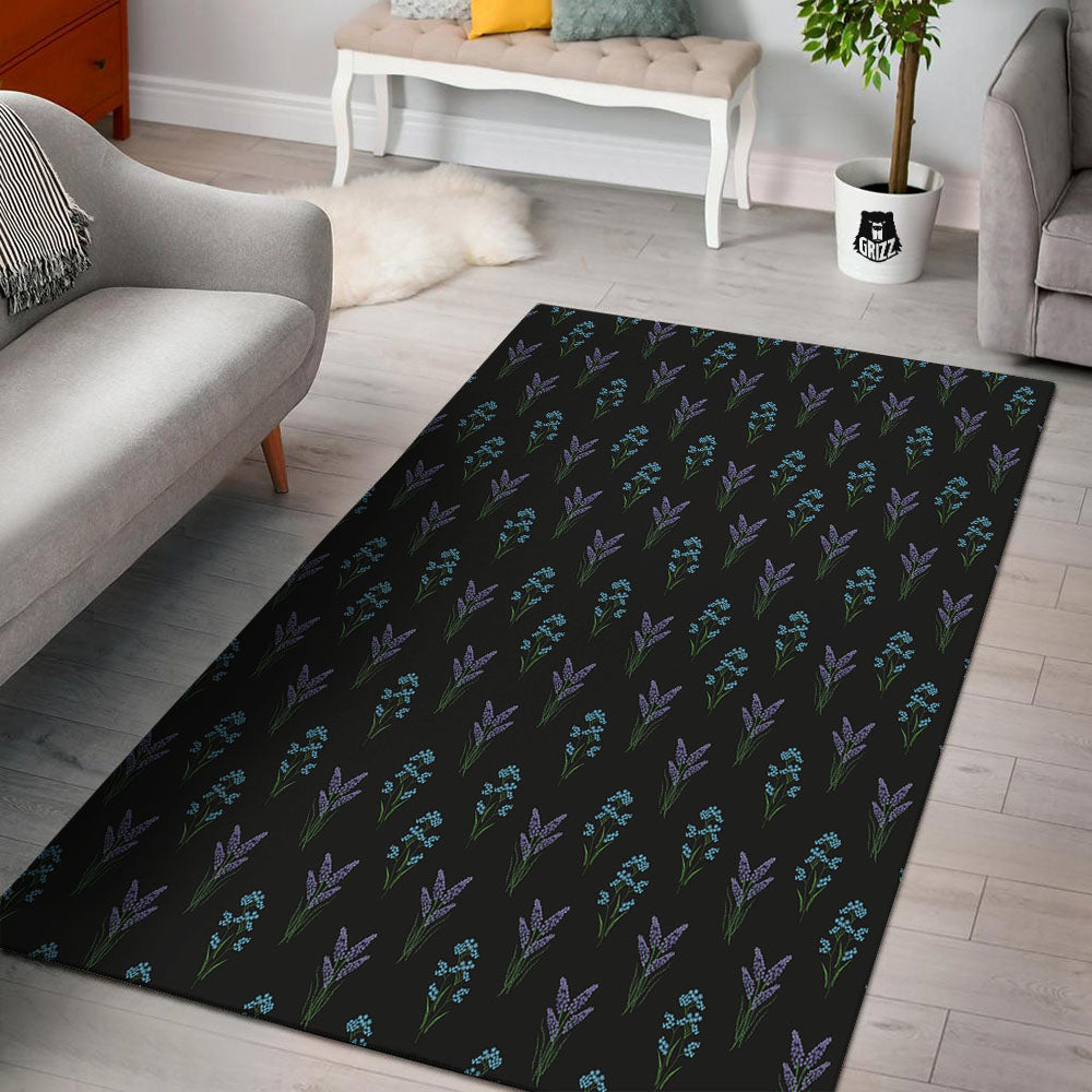 Lavender Embroidery Print Pattern Floor Mat-grizzshop