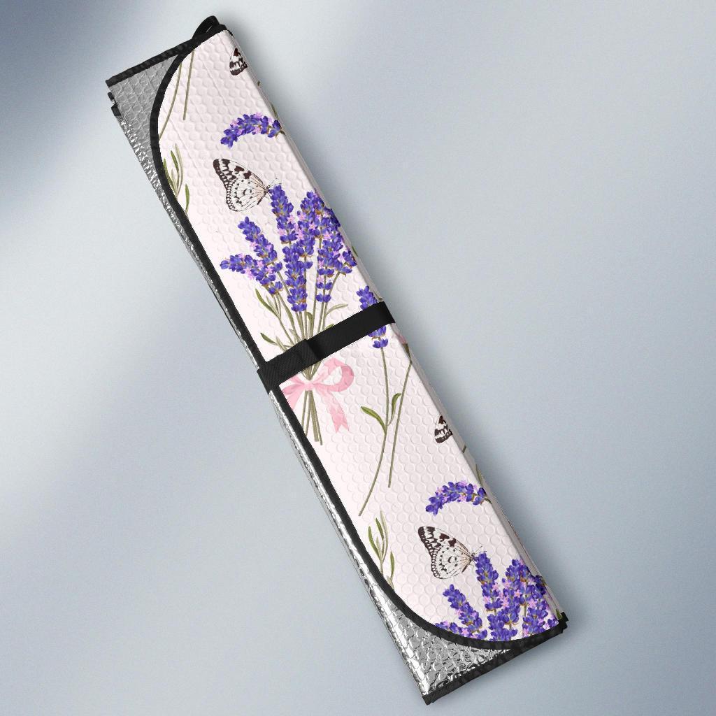 Lavender Floral Print Pattern Car Sun Shade-grizzshop