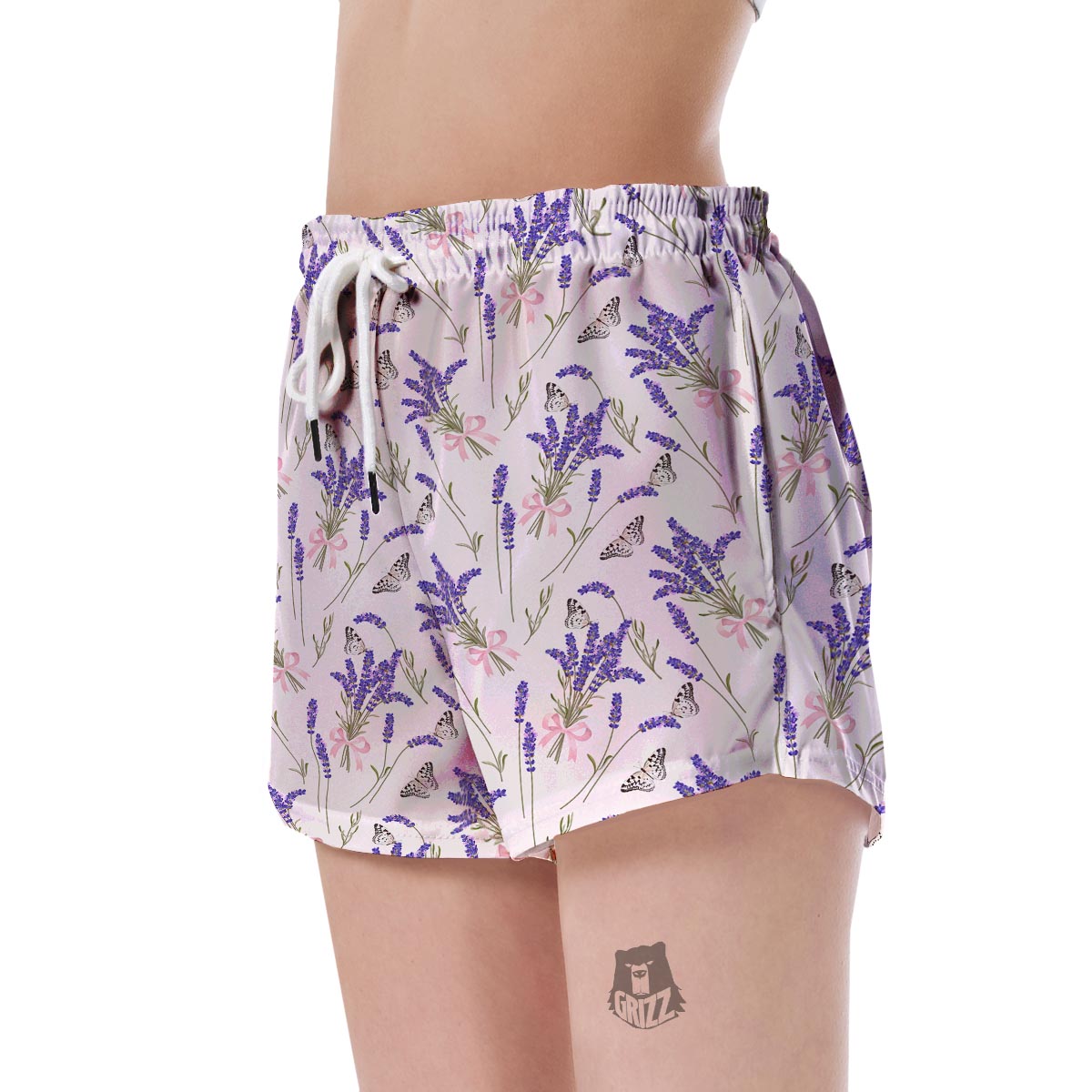 Lavender Floral Print Pattern Women's Shorts-grizzshop