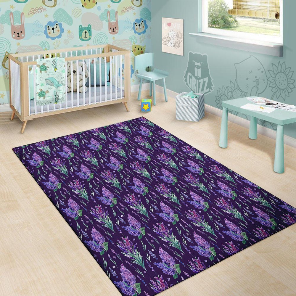 Lavender Purple Print Pattern Floor Mat-grizzshop