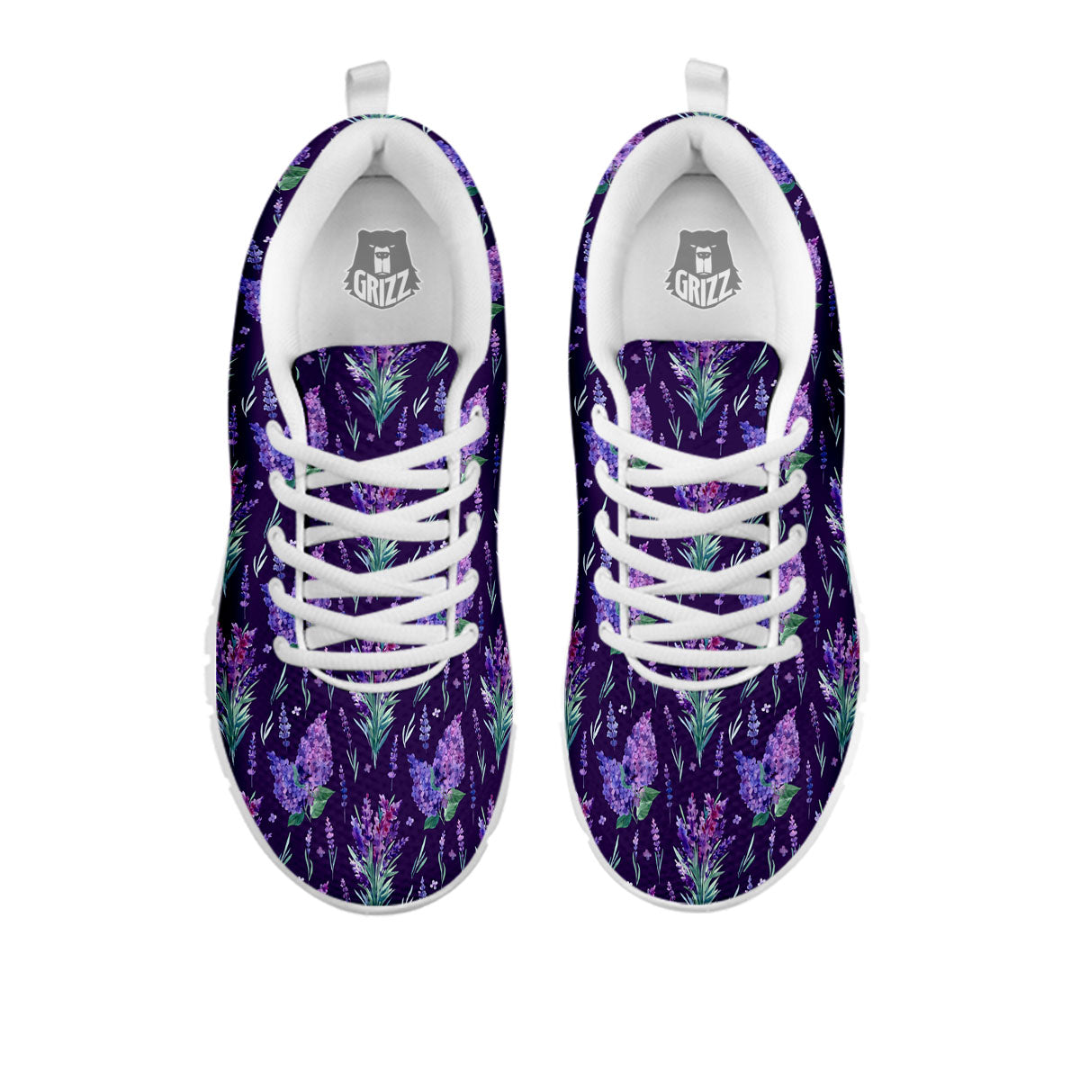 Lavender Purple Print Pattern White Sneaker-grizzshop