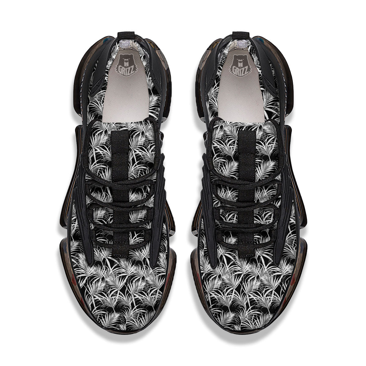 Leaf Aloha Black Palm Print Pattern Black Gym Shoes-grizzshop