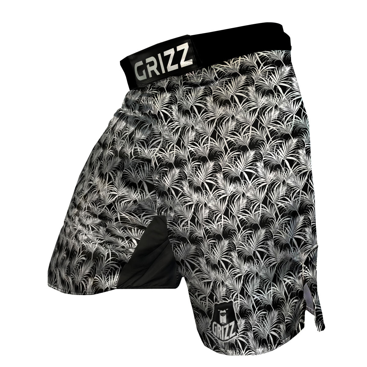 Leaf Aloha Black Palm Print Pattern MMA Shorts-grizzshop
