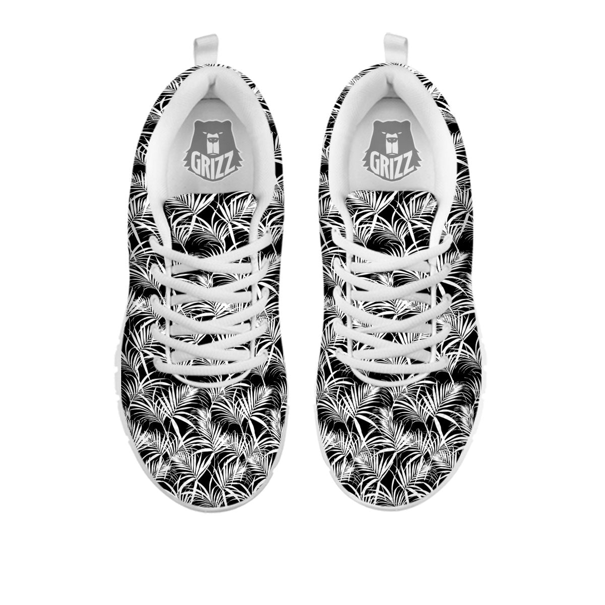Leaf Aloha Black Palm Print Pattern White Sneaker-grizzshop