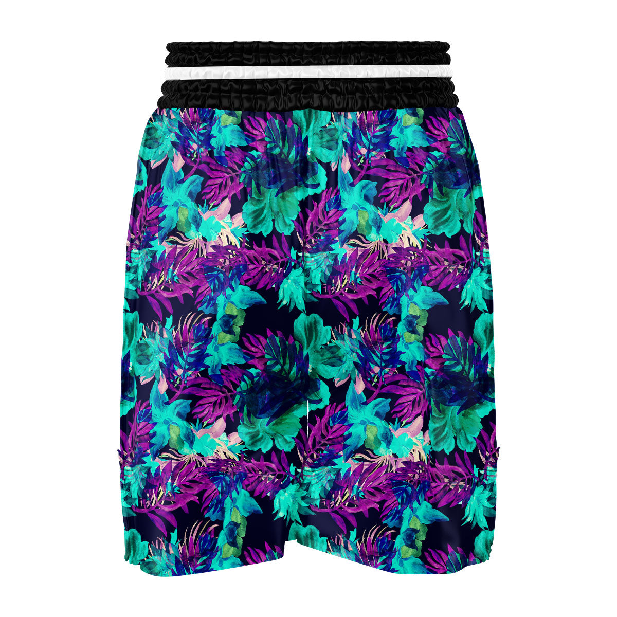 Leaf Green And Purple Print Pattern Boxing Shorts-grizzshop