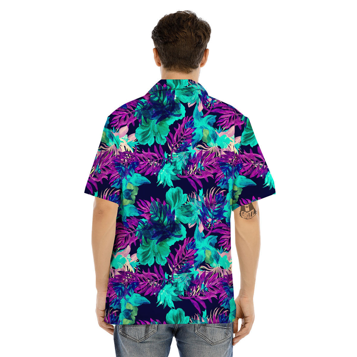 Leaf Green And Purple Print Pattern Men's Hawaiian Shirt-grizzshop